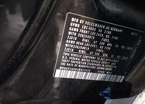 2012 Volkswagen Tiguan Se из США, поврежденный, VIN WVGAV7AX9CW537473